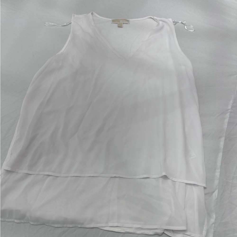 Michael Kors White Layered Sleeveless Blouse